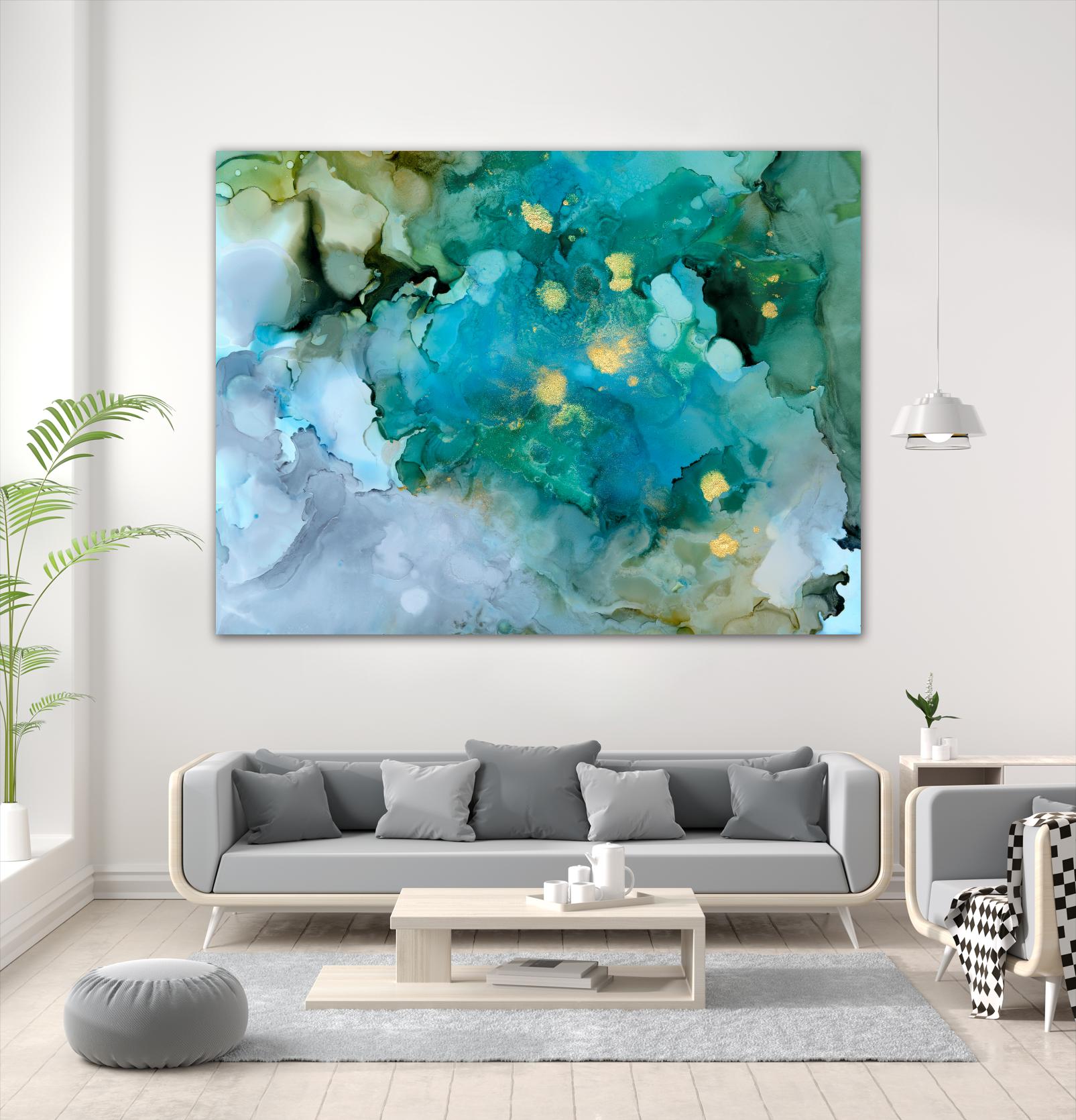 Aqua Brume I by Victoria Borges on GIANT ART - gold abstract abstract
