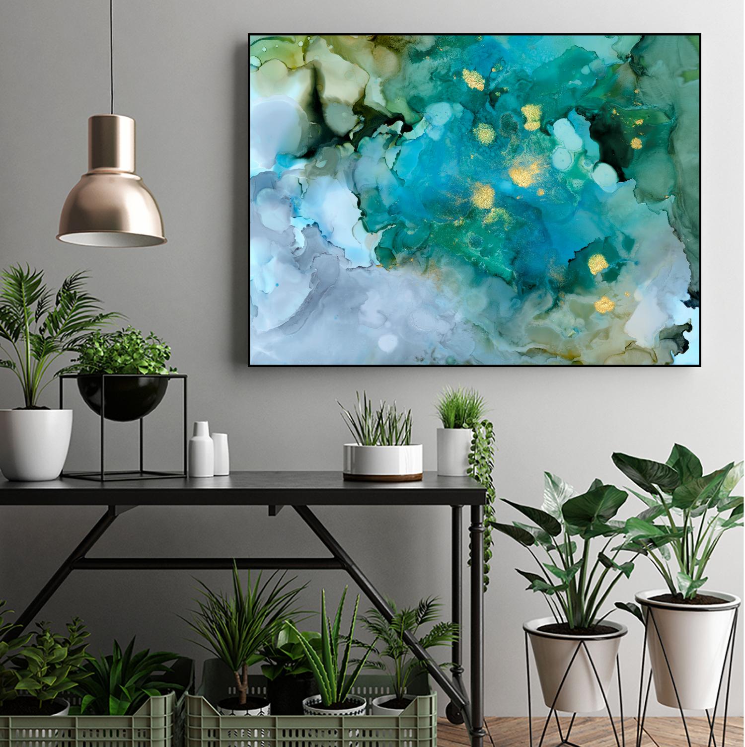 Aqua Brume I by Victoria Borges on GIANT ART - gold abstract abstract