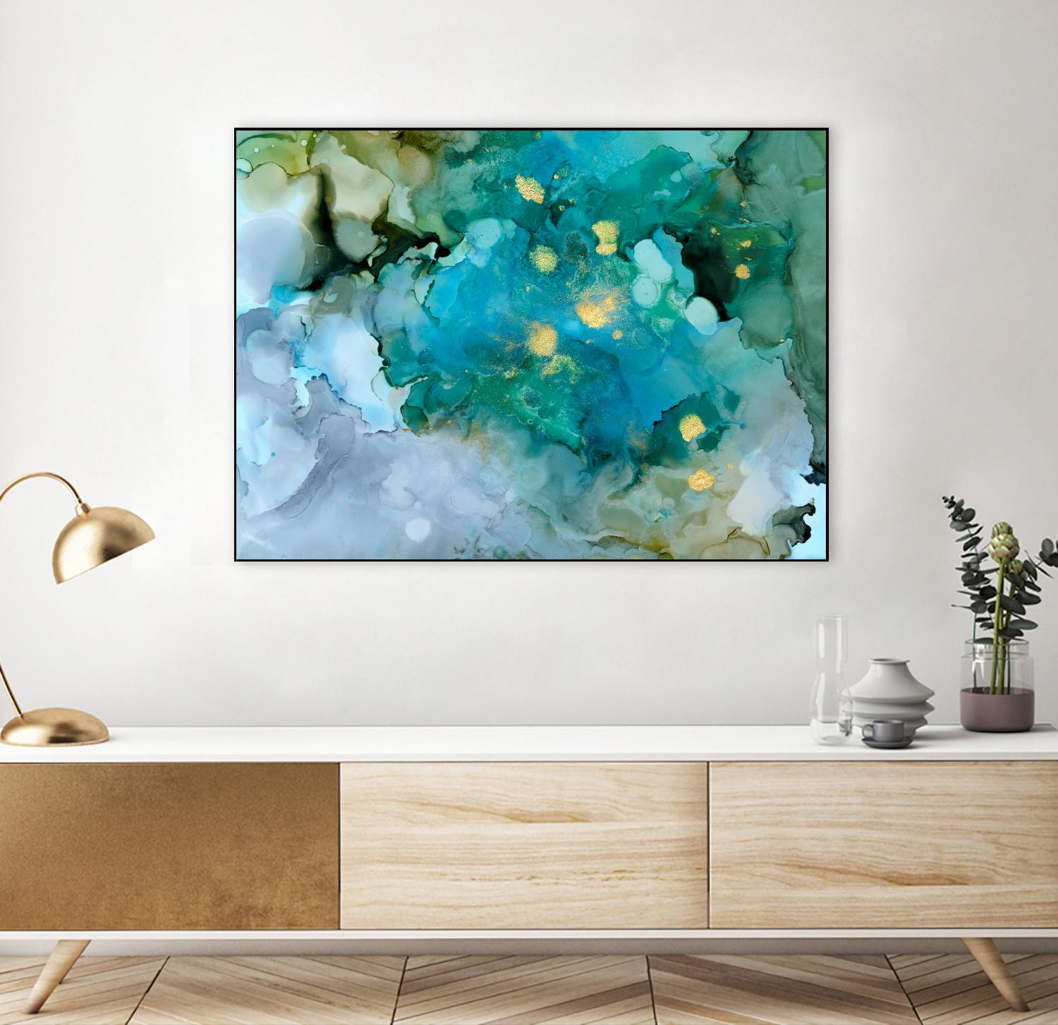 Aqua Brume I by Victoria Borges on GIANT ART - gold abstract abstract