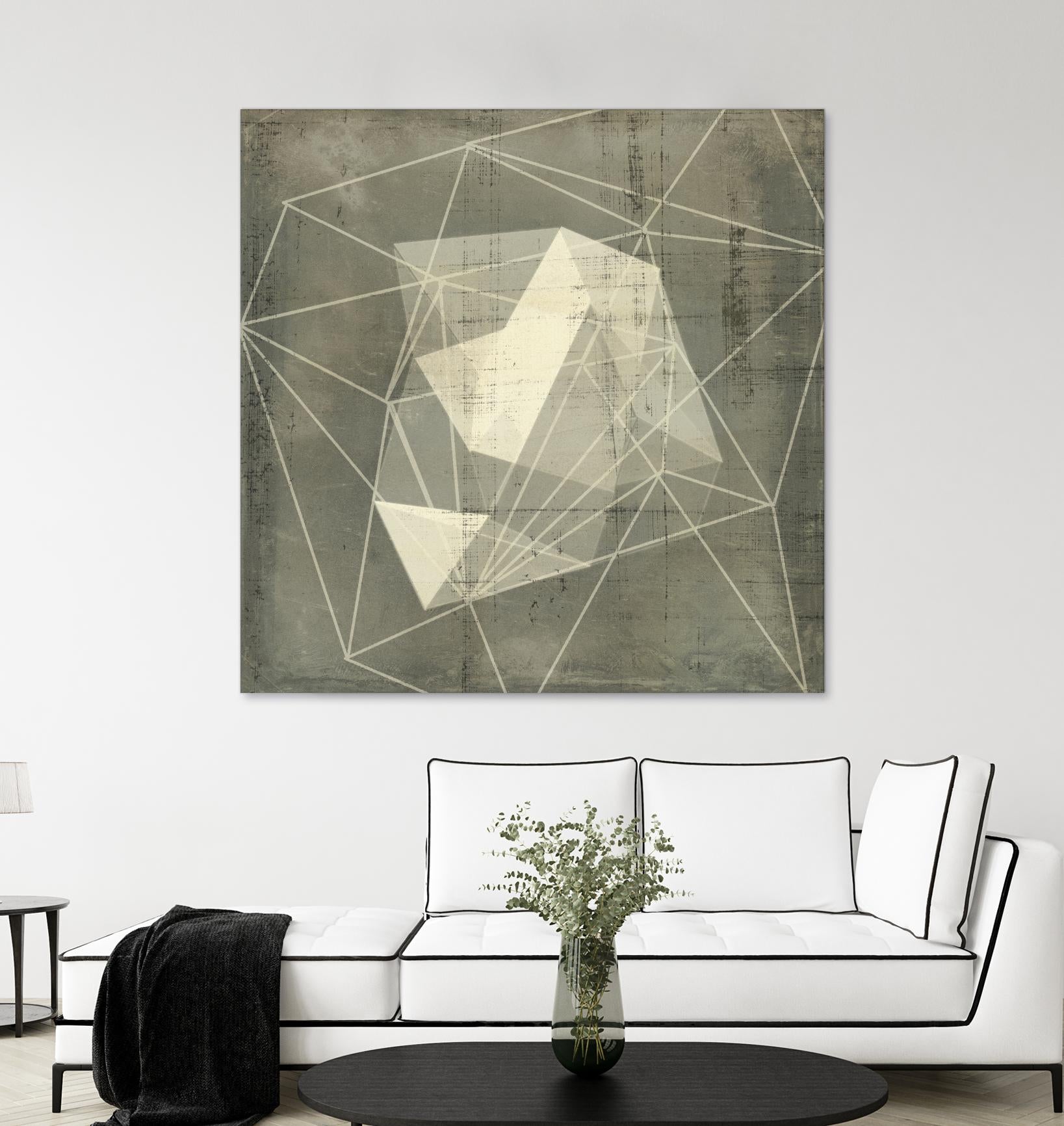 Geomolecule Blueprint I by Jennifer Goldberger on GIANT ART - grey abstract abstract