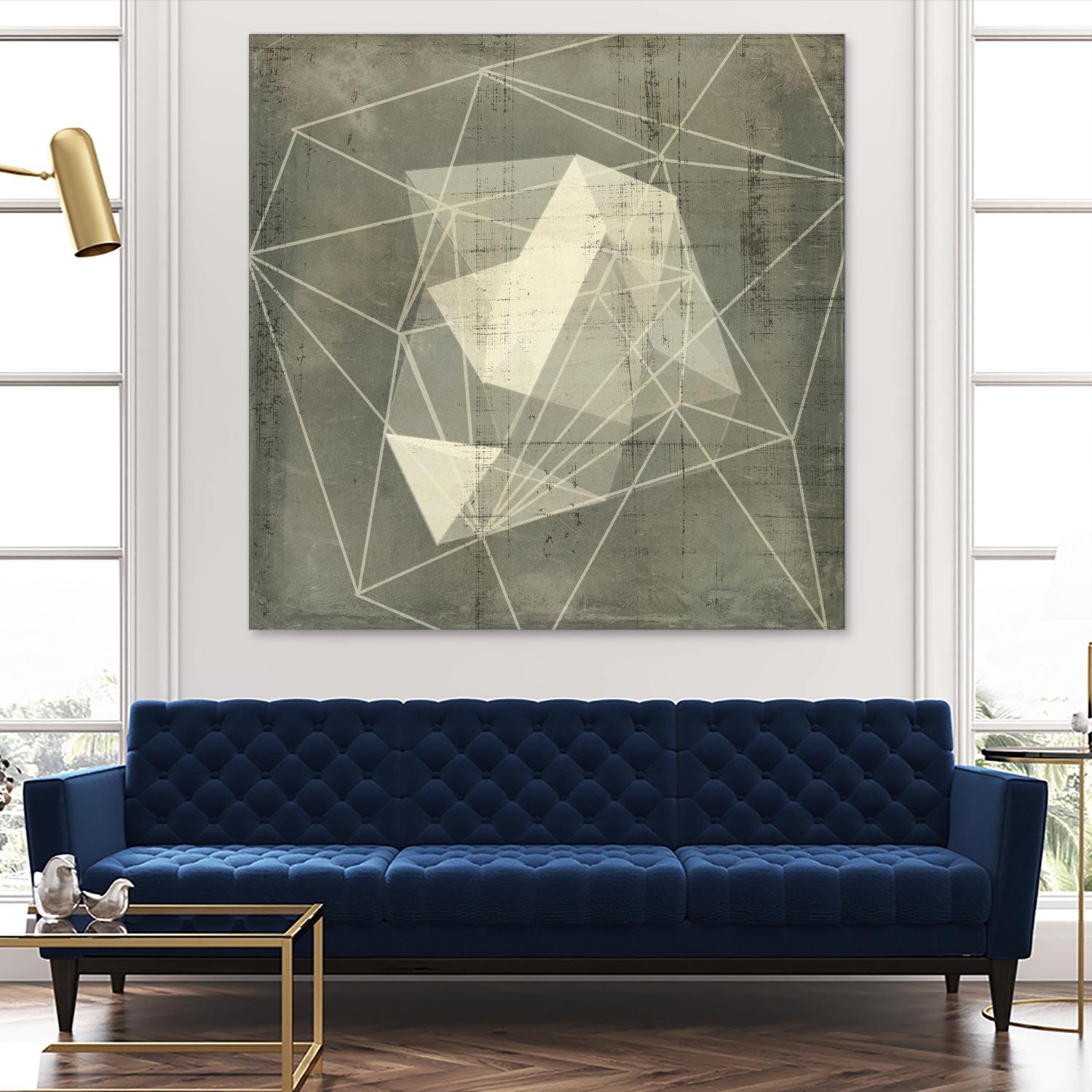 Geomolecule Blueprint I by Jennifer Goldberger on GIANT ART - grey abstract abstract