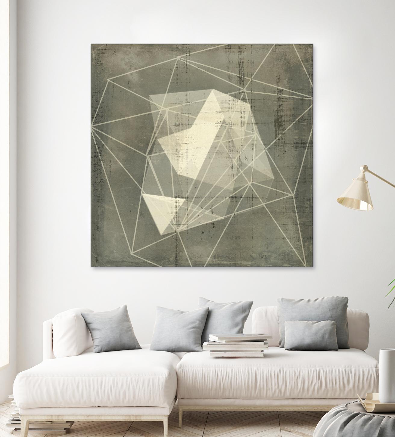 Geomolecule Blueprint I by Jennifer Goldberger on GIANT ART - grey abstract abstract