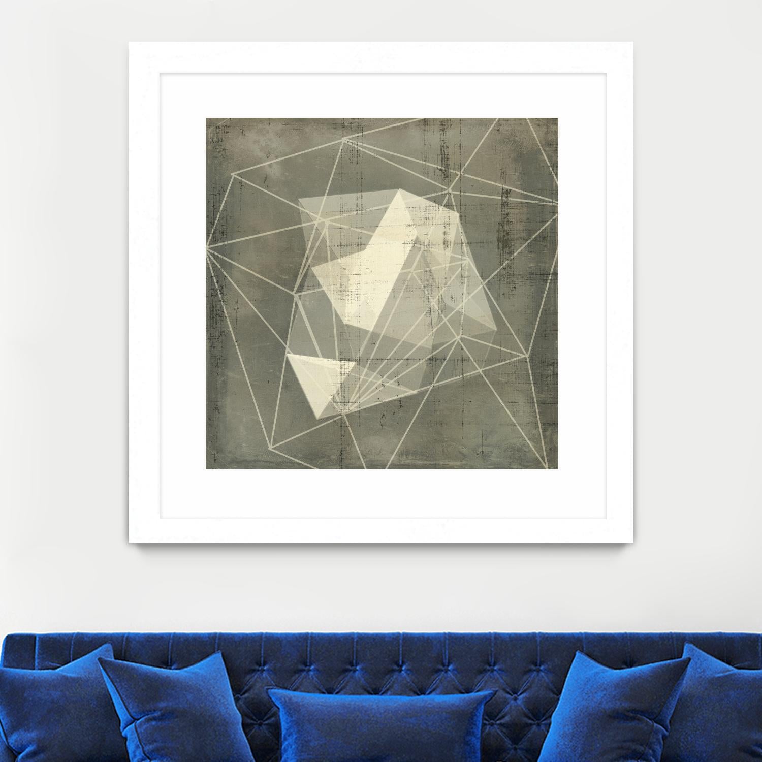 Geomolecule Blueprint I by Jennifer Goldberger on GIANT ART - grey abstract abstract