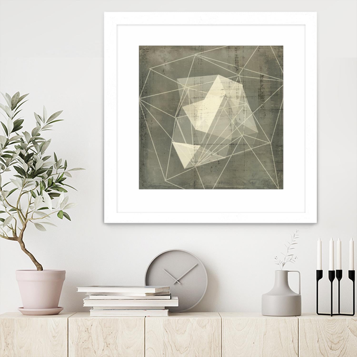 Geomolecule Blueprint I by Jennifer Goldberger on GIANT ART - grey abstract abstract