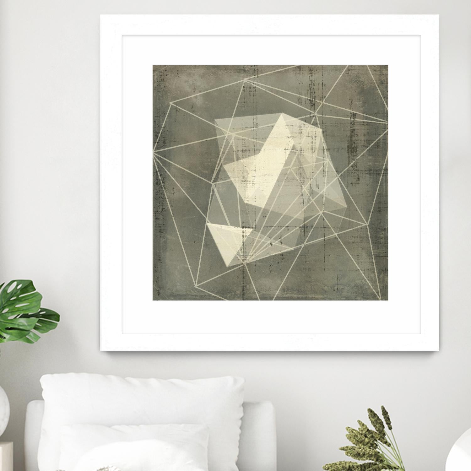 Geomolecule Blueprint I by Jennifer Goldberger on GIANT ART - grey abstract abstract