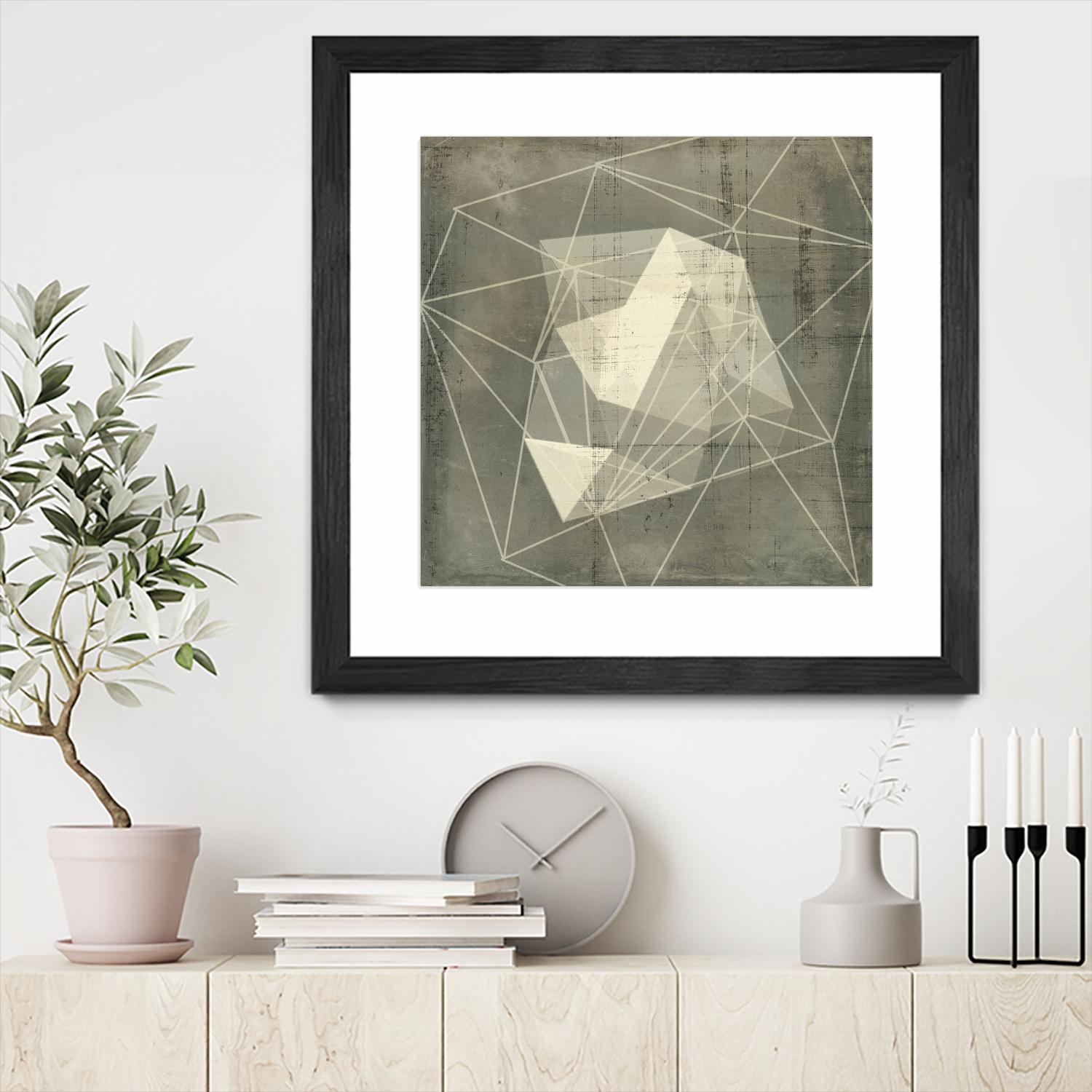 Geomolecule Blueprint I by Jennifer Goldberger on GIANT ART - grey abstract abstract