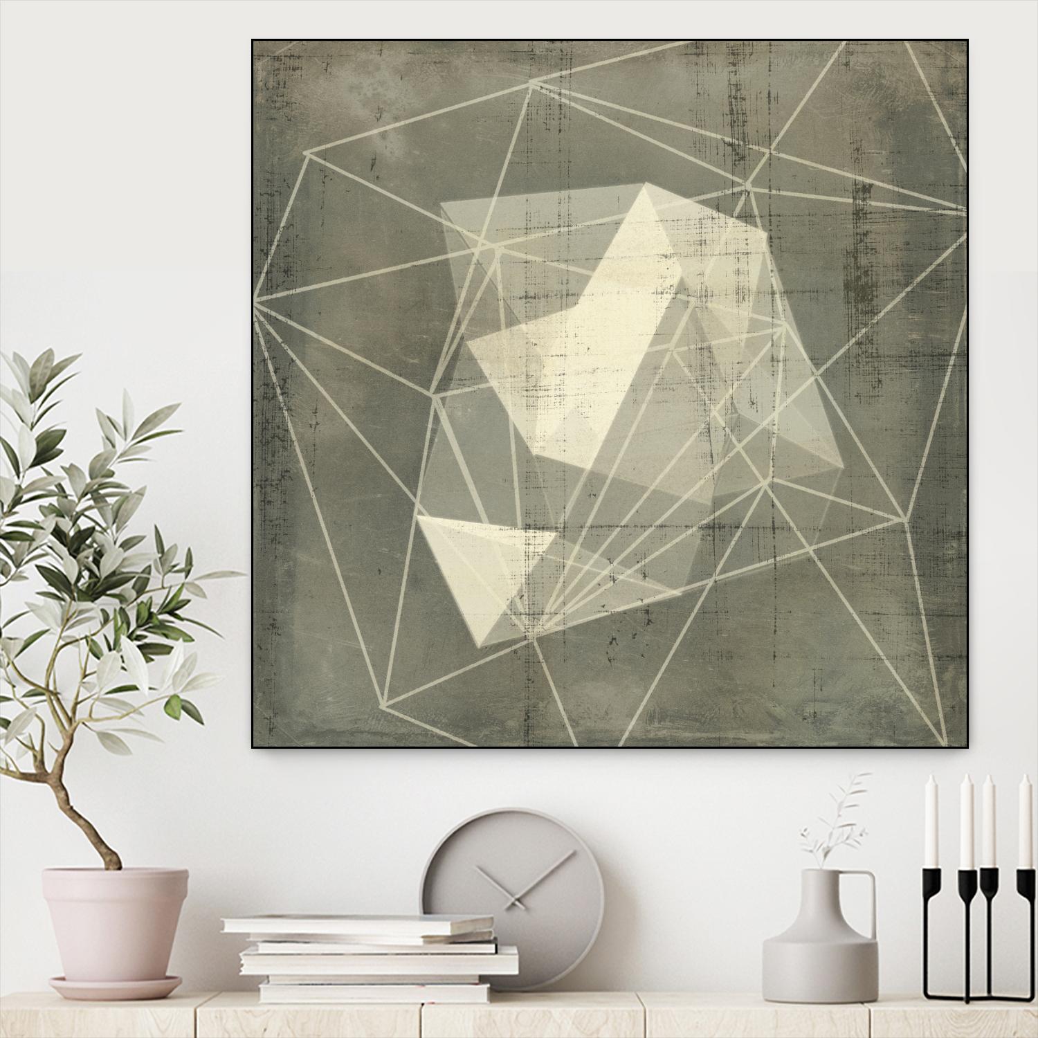 Geomolecule Blueprint I by Jennifer Goldberger on GIANT ART - grey abstract abstract