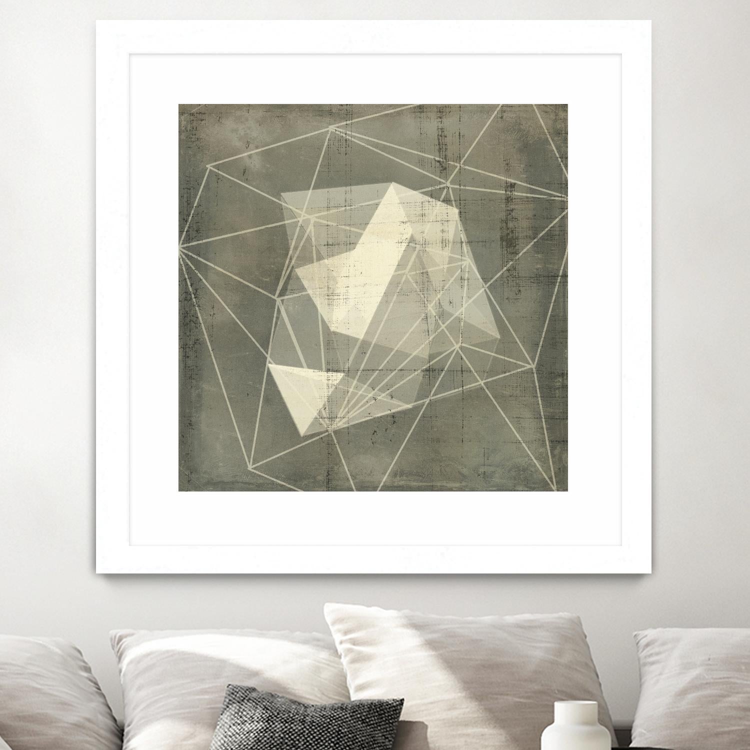Geomolecule Blueprint I by Jennifer Goldberger on GIANT ART - grey abstract abstract