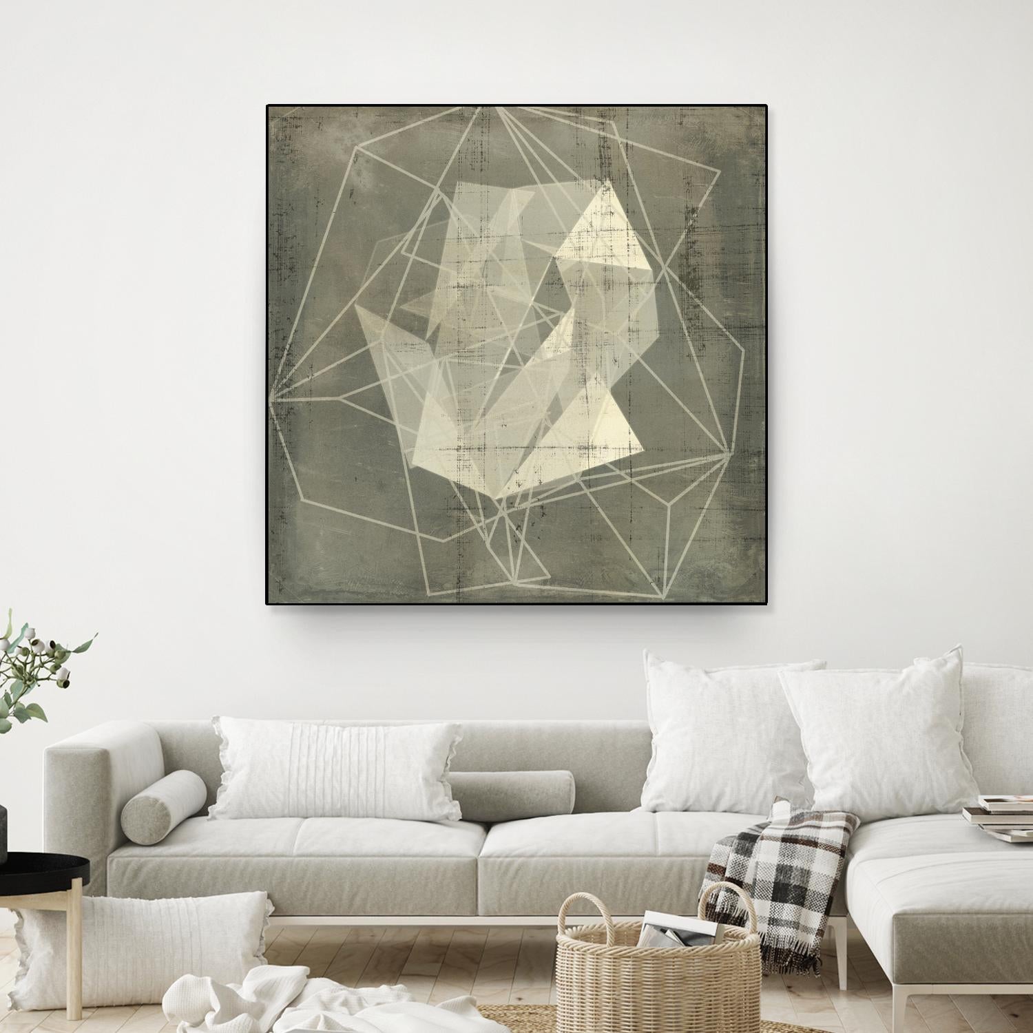 Geomolecule Blueprint II by Jennifer Goldberger on GIANT ART - beige abstract abstract