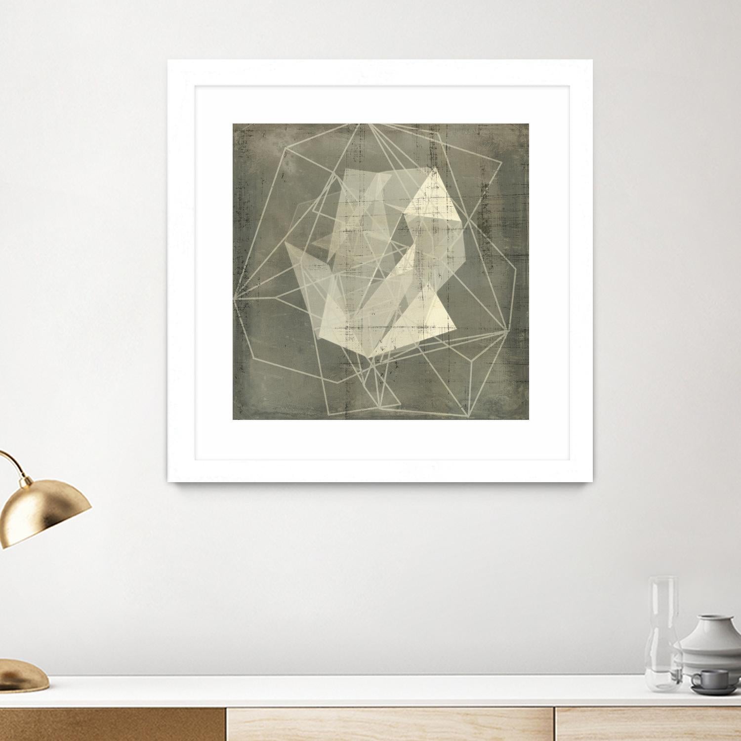 Geomolecule Blueprint II by Jennifer Goldberger on GIANT ART - beige abstract abstract