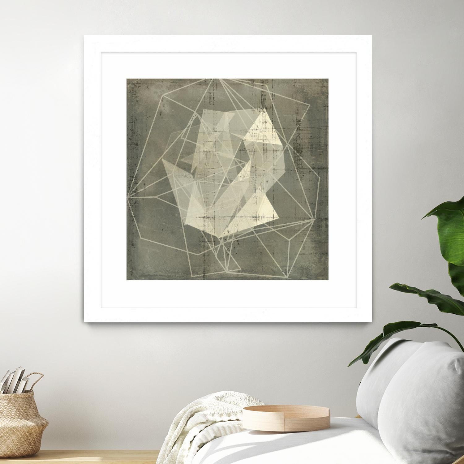 Geomolecule Blueprint II by Jennifer Goldberger on GIANT ART - beige abstract abstract