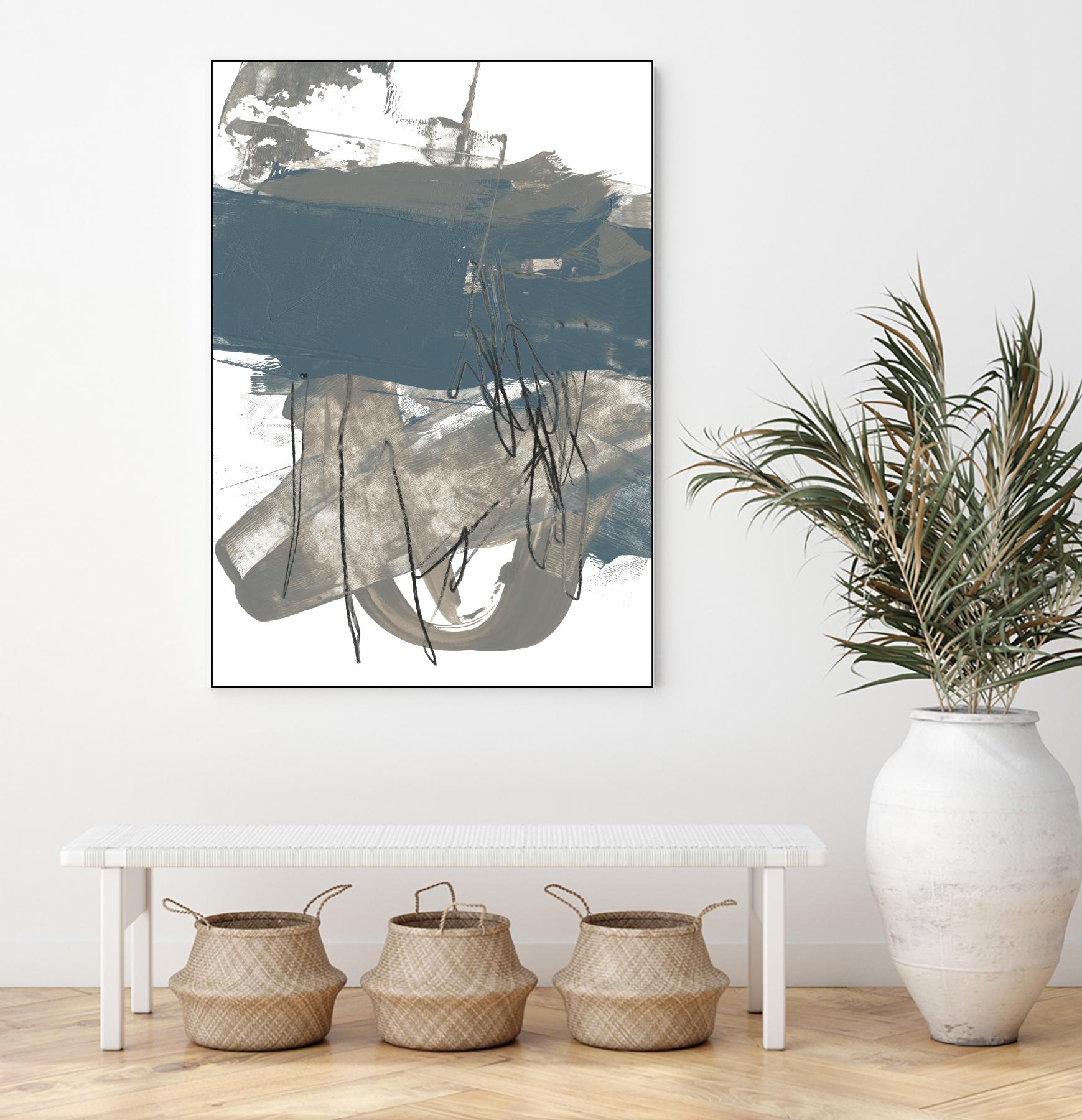 Blue & Grey Swipe I by Jennifer Goldberger on GIANT ART - beige abstract abstract