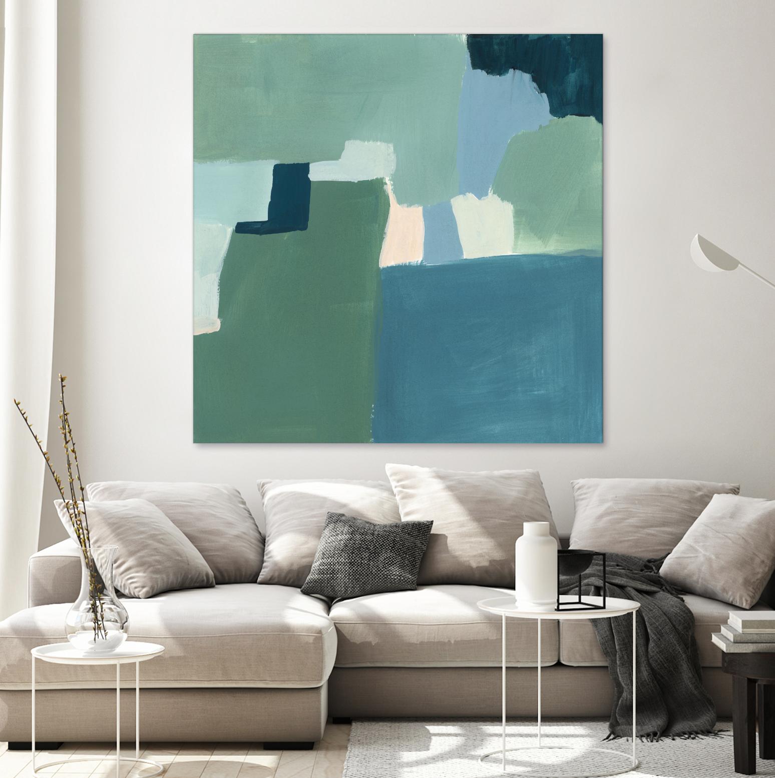 Teal and Sage I by Victoria Barnes on GIANT ART - pink abstract abstract