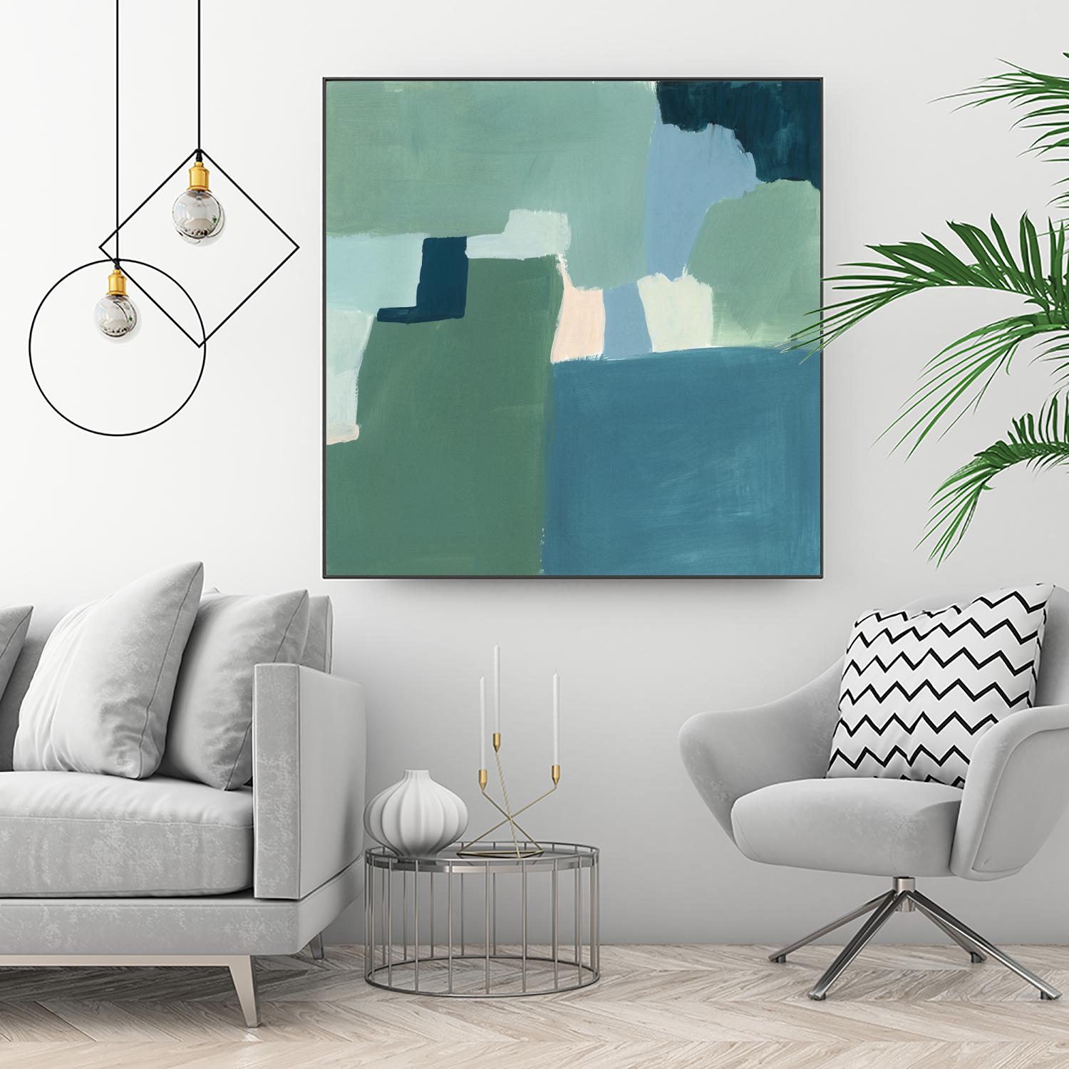 Teal and Sage I by Victoria Barnes on GIANT ART - pink abstract abstract