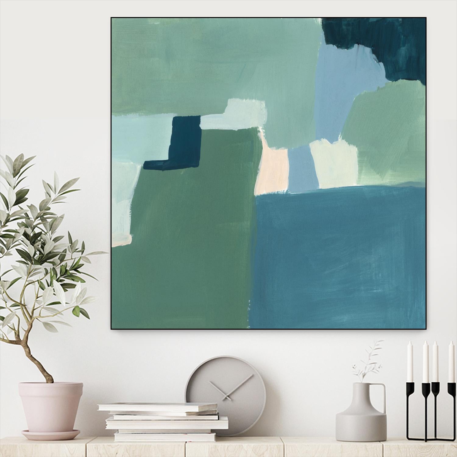 Teal and Sage I by Victoria Barnes on GIANT ART - pink abstract abstract