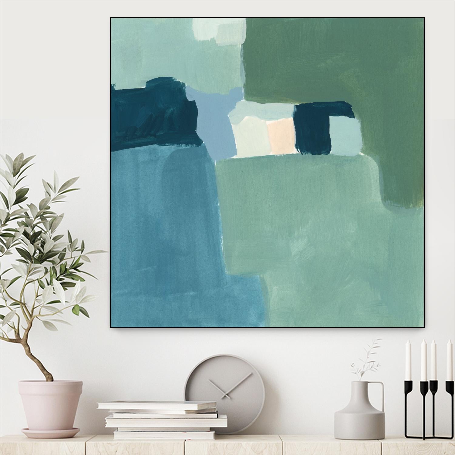 Teal and Sage II by Victoria Barnes on GIANT ART - pink abstract abstract