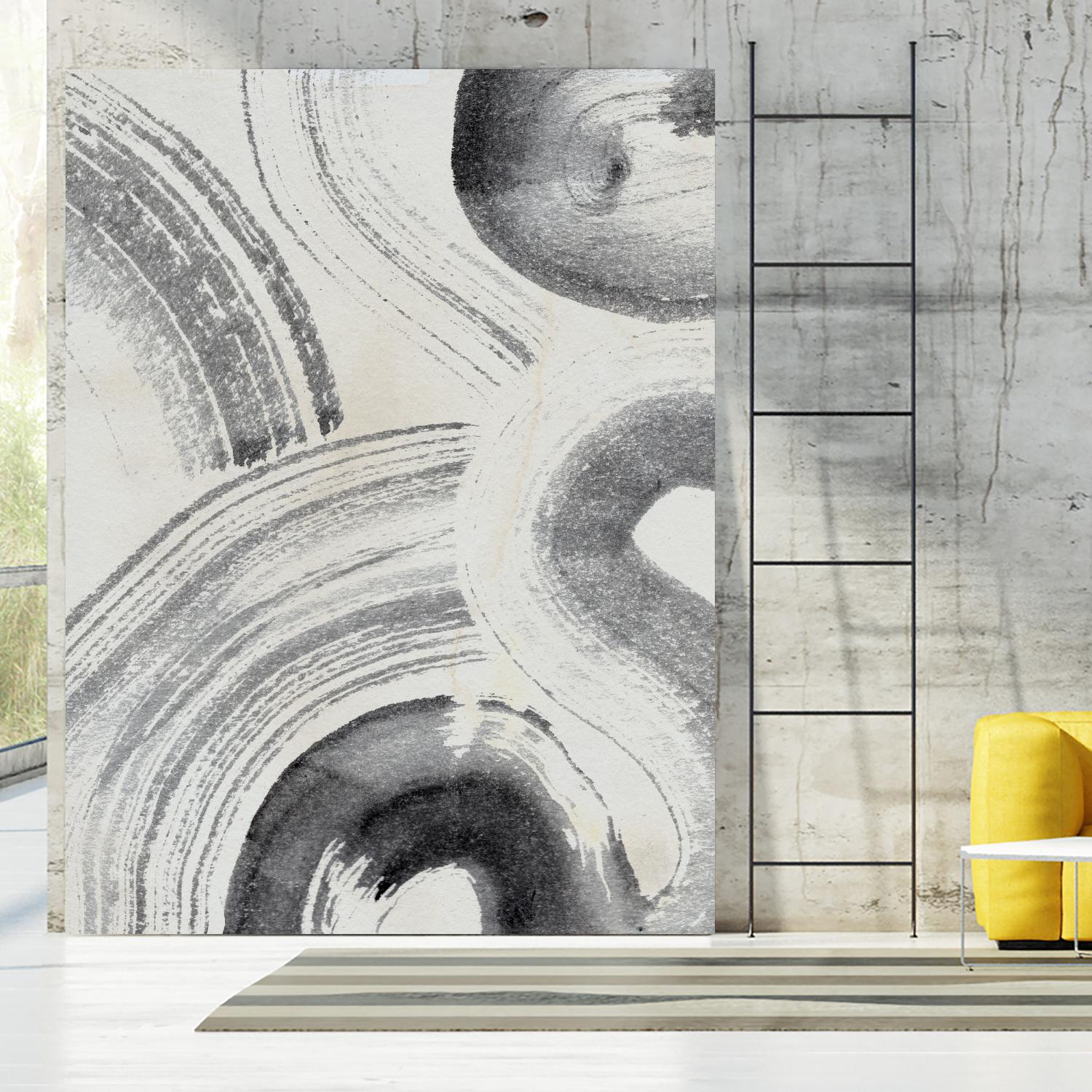 Zen Flow II by Jennifer Parker on GIANT ART - beige black & white abstract