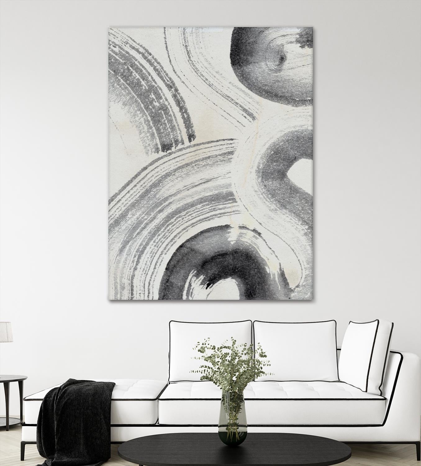 Zen Flow II by Jennifer Parker on GIANT ART - beige black & white abstract