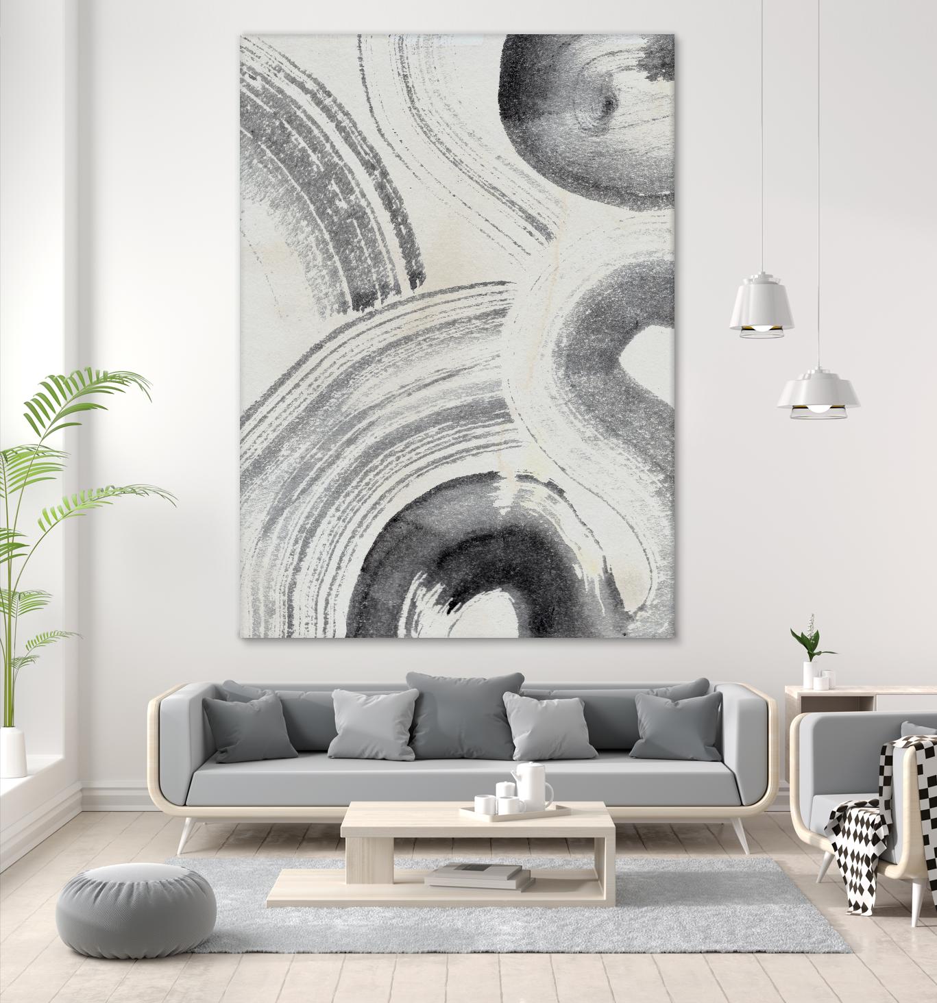 Zen Flow II by Jennifer Parker on GIANT ART - beige black & white abstract