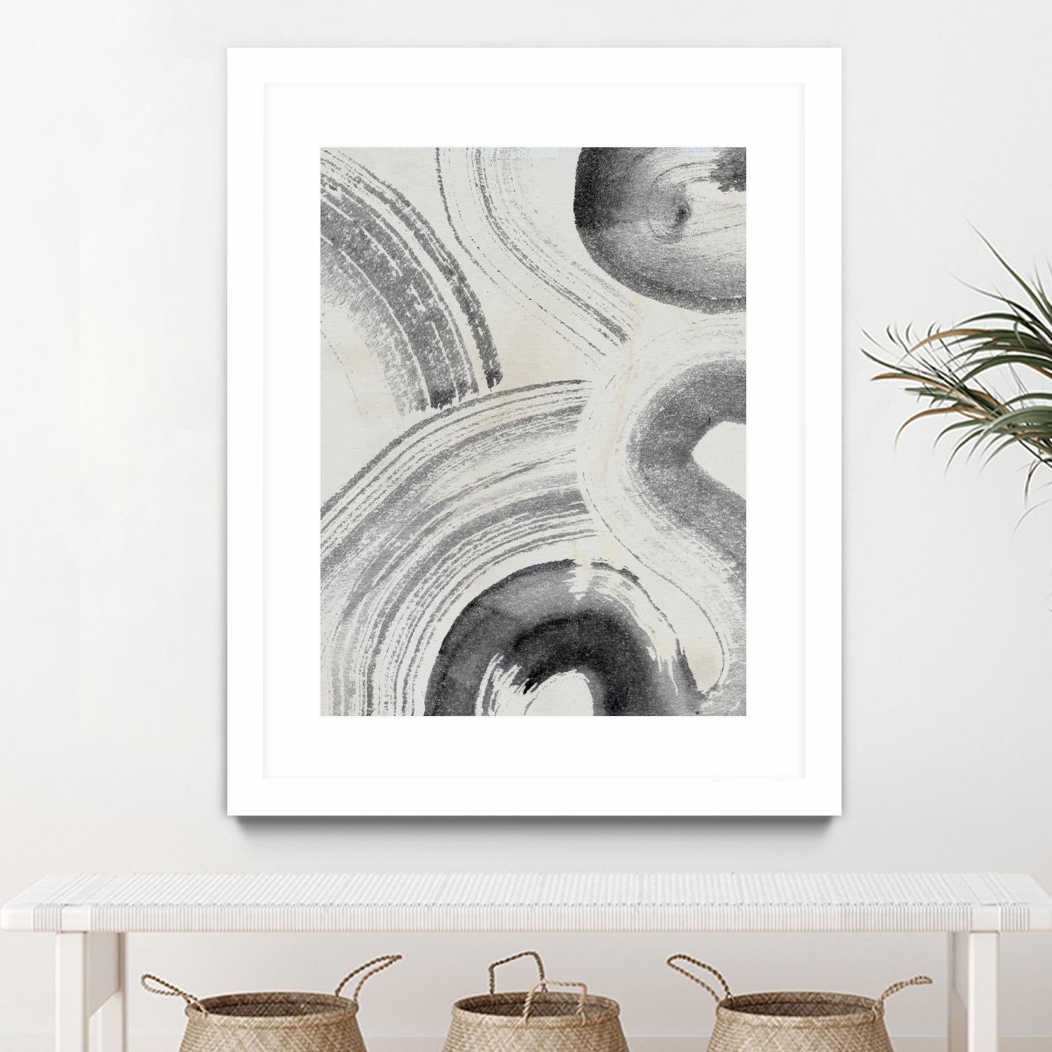 Zen Flow II by Jennifer Parker on GIANT ART - beige black & white abstract