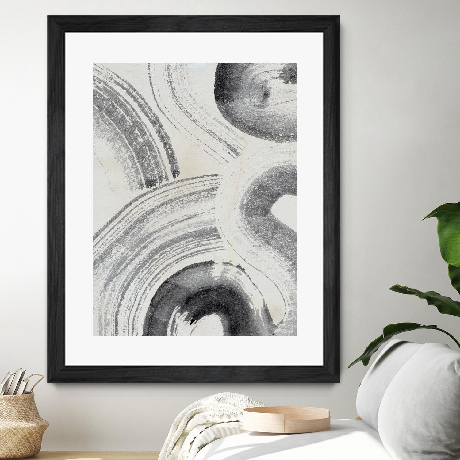 Zen Flow II by Jennifer Parker on GIANT ART - beige black & white abstract