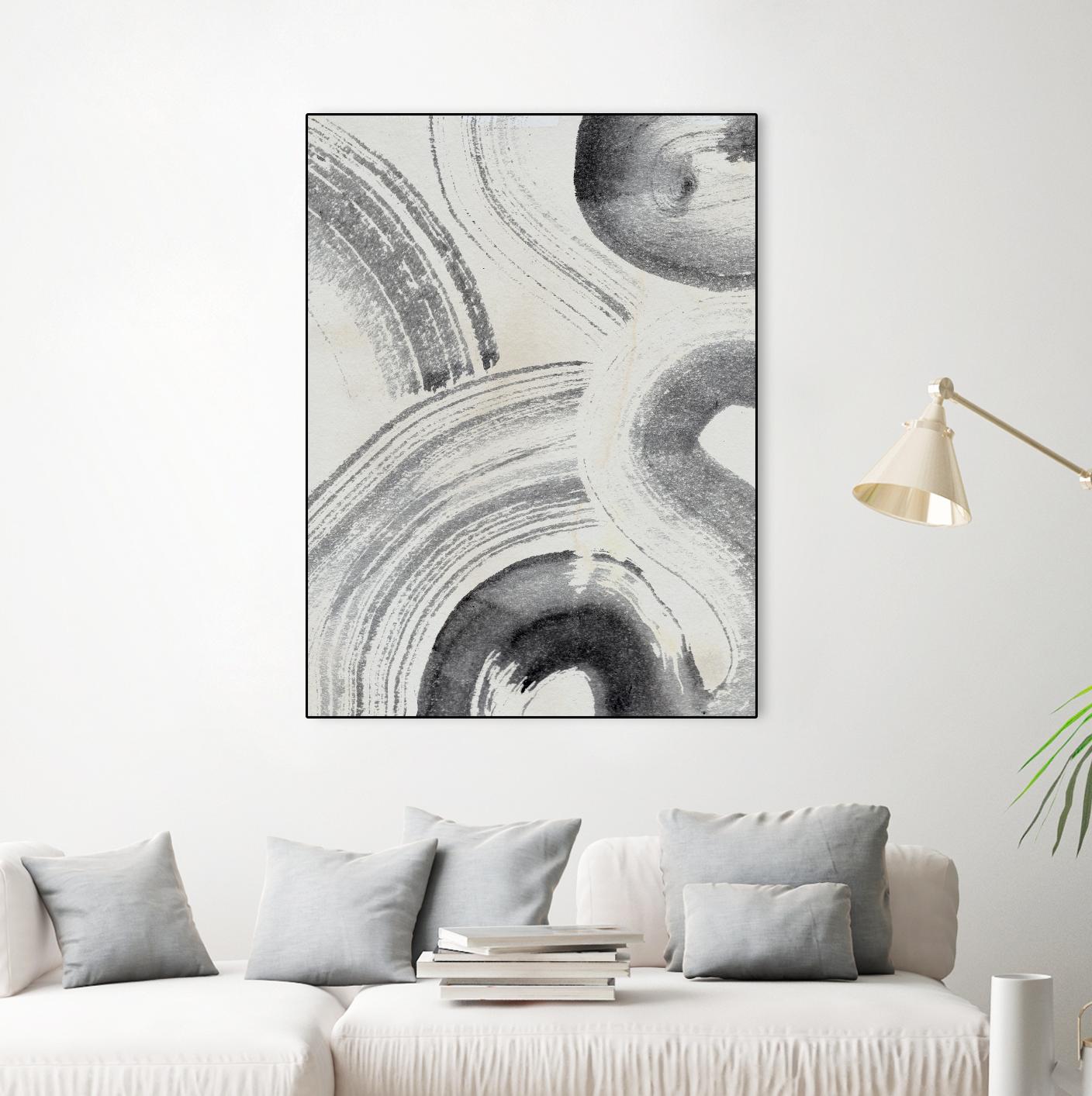 Zen Flow II by Jennifer Parker on GIANT ART - beige black & white abstract