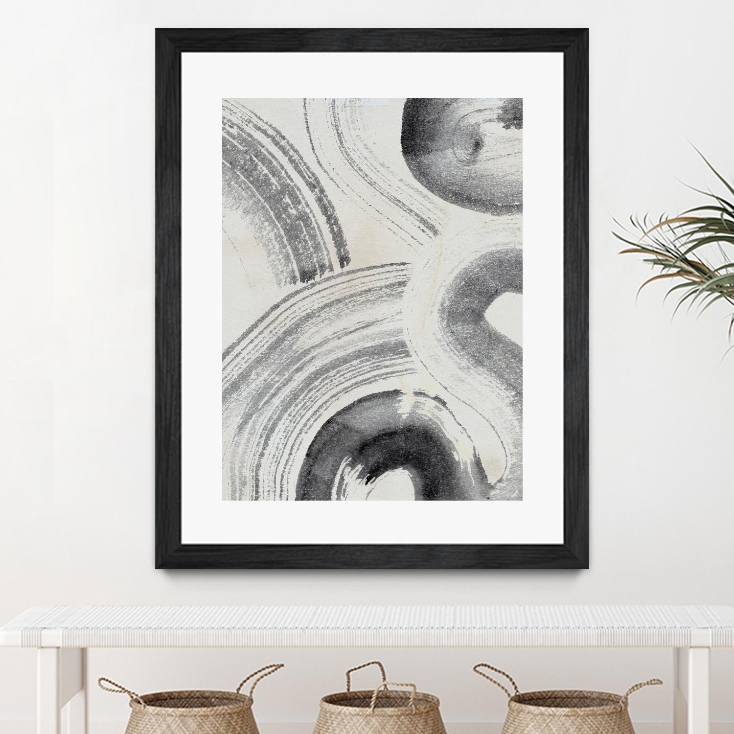 Zen Flow II by Jennifer Parker on GIANT ART - beige black & white abstract