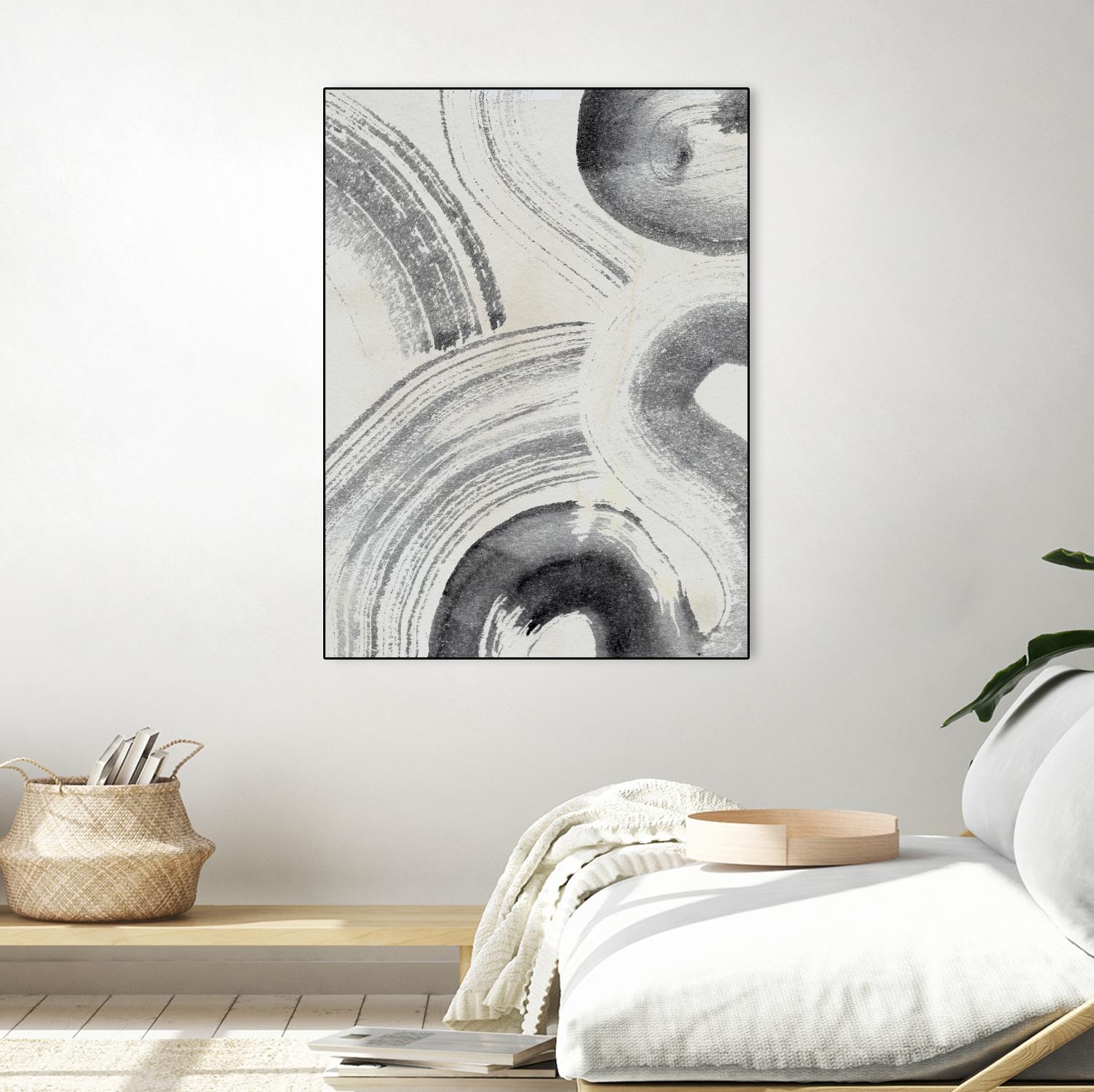 Zen Flow II by Jennifer Parker on GIANT ART - beige black & white abstract