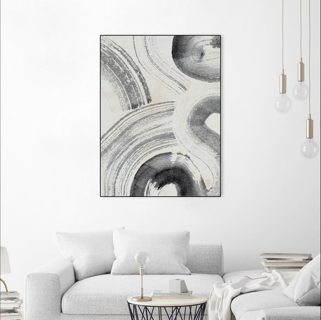 Zen Flow II by Jennifer Parker on GIANT ART - beige black & white abstract