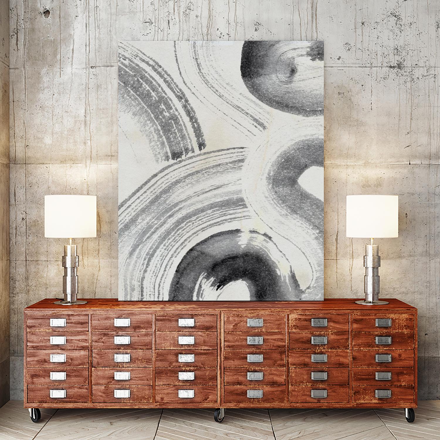 Zen Flow II by Jennifer Parker on GIANT ART - beige black & white abstract