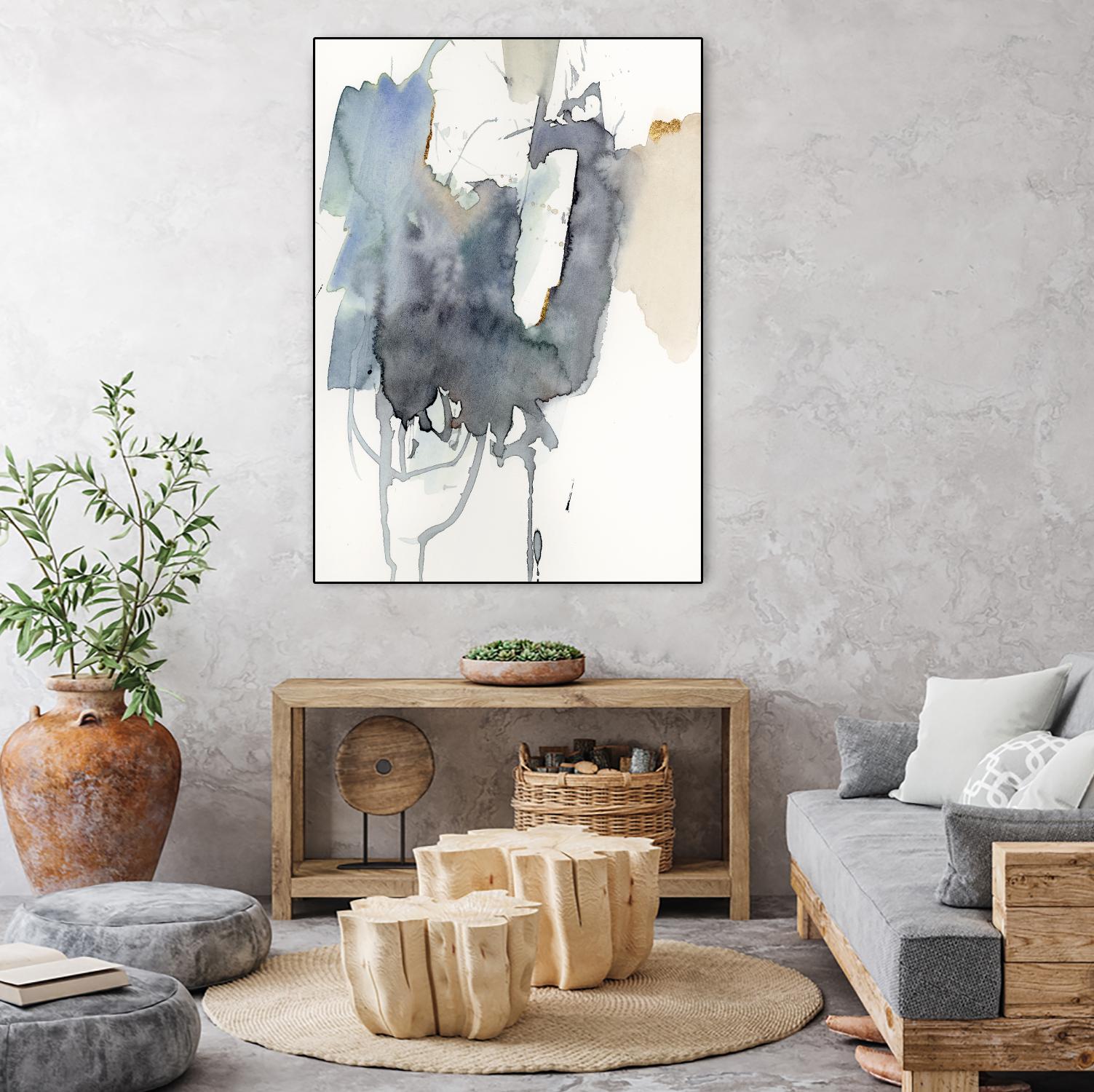 Indigo Splatter I by Victoria Barnes on GIANT ART - gold abstract abstract