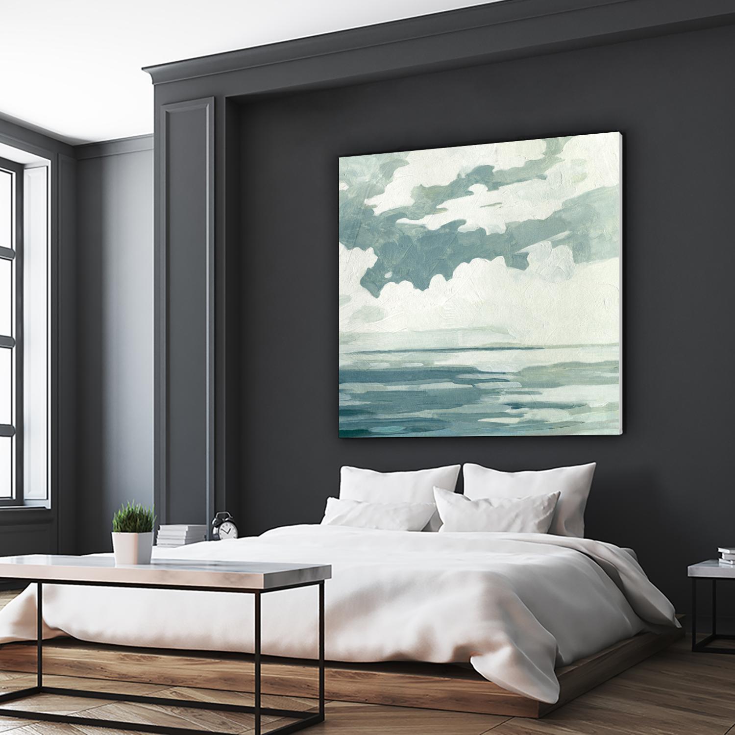 Textured Blue Seascape I by Emma Caroline on GIANT ART - beige landscapes & seascapes abstract