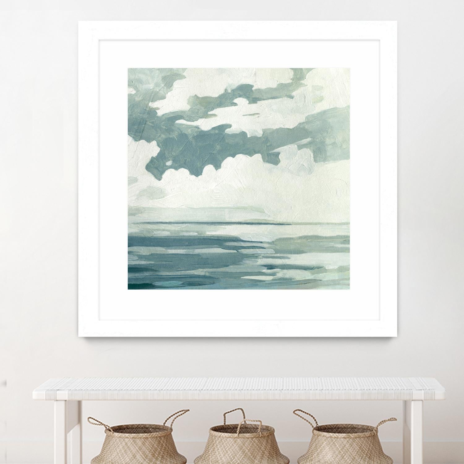 Textured Blue Seascape I by Emma Caroline on GIANT ART - beige landscapes & seascapes abstract