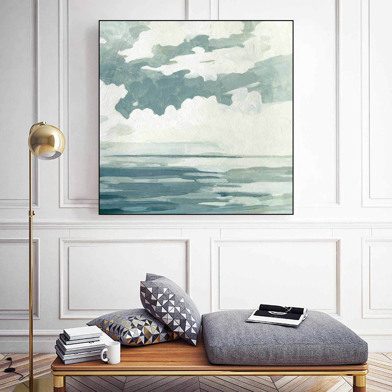 Textured Blue Seascape I by Emma Caroline on GIANT ART - beige landscapes & seascapes abstract