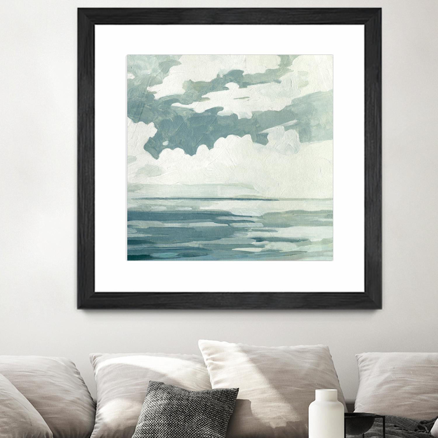 Textured Blue Seascape I by Emma Caroline on GIANT ART - beige landscapes & seascapes abstract