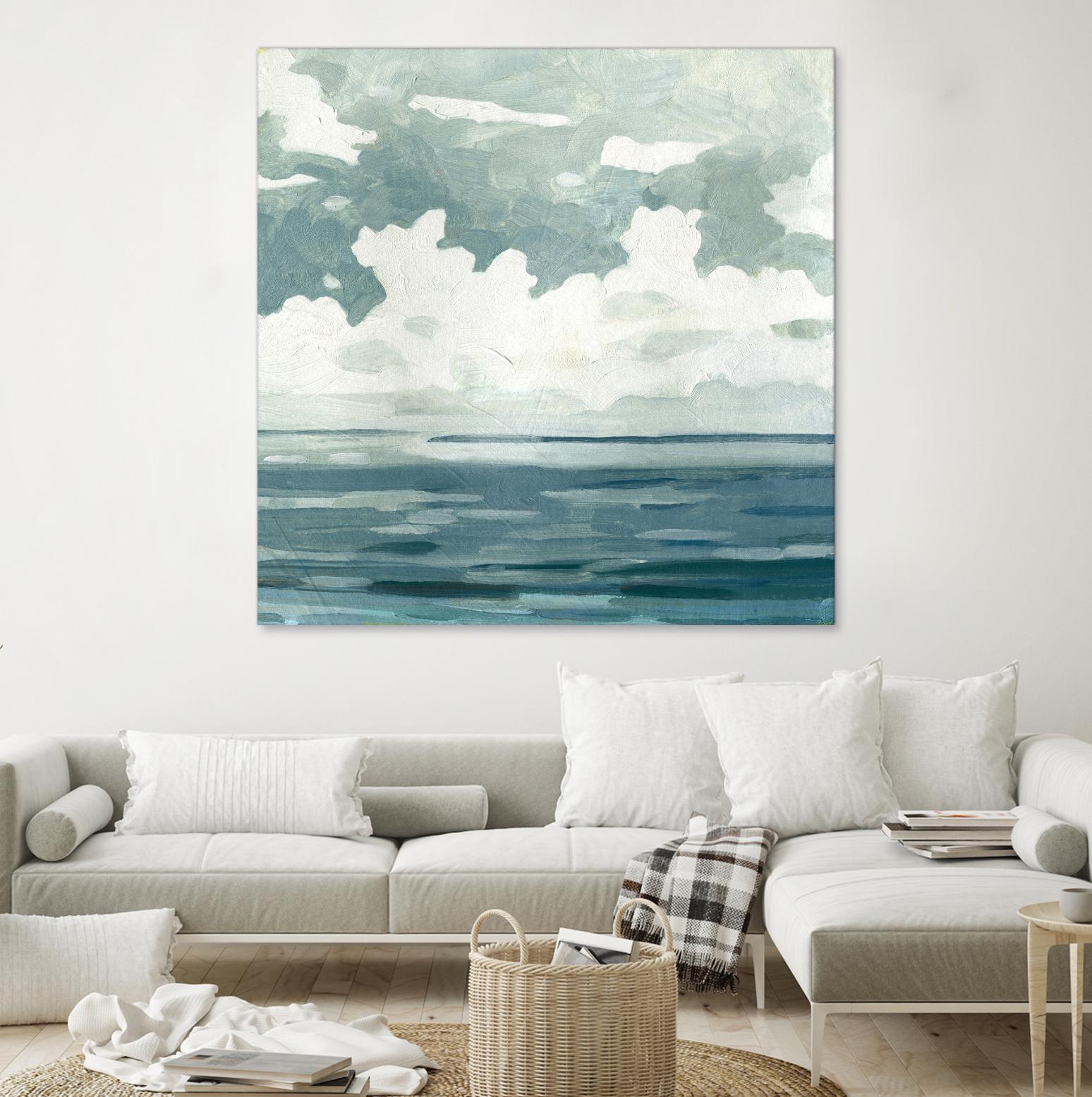 Textured Blue Seascape II by Emma Caroline on GIANT ART - beige landscapes & seascapes abstract