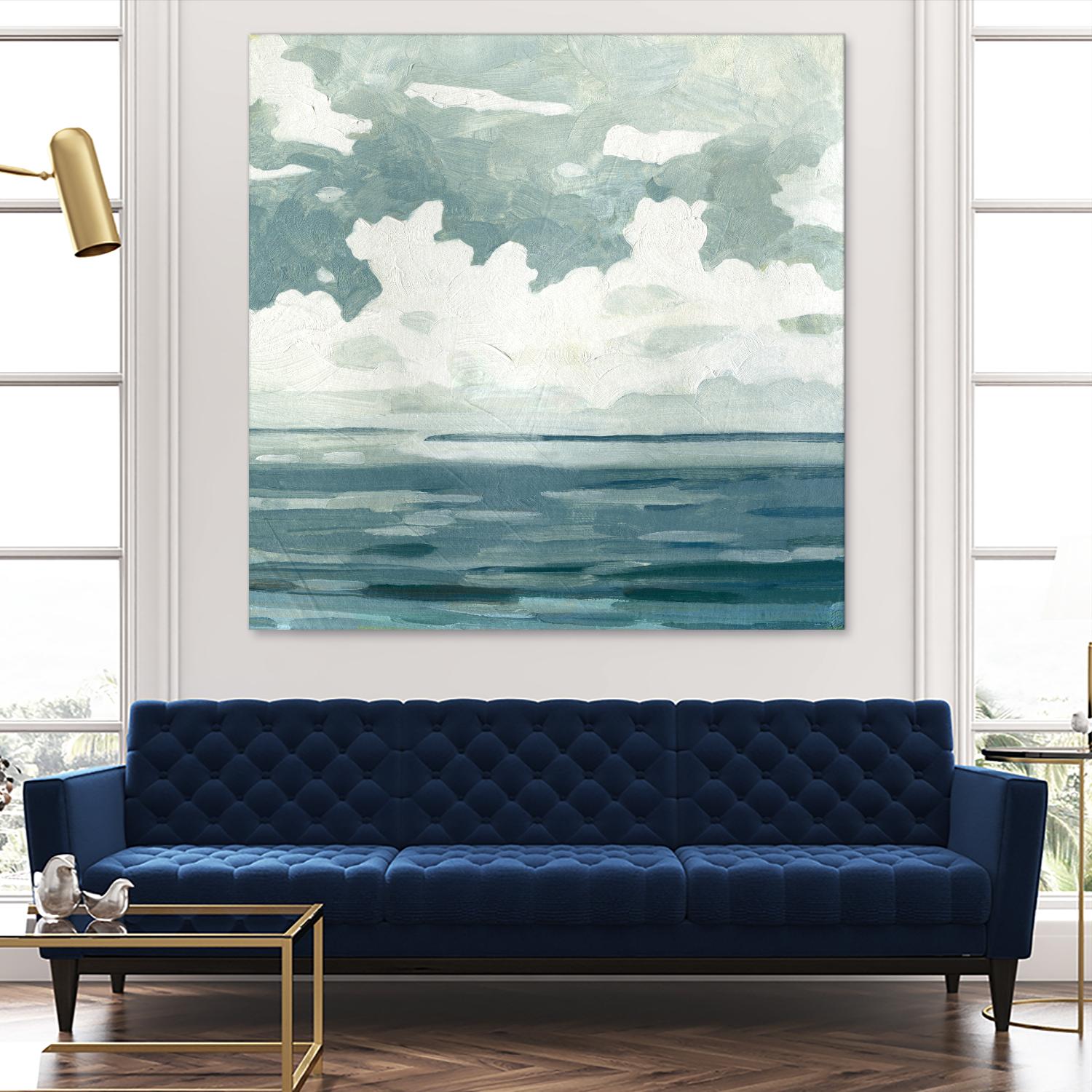Textured Blue Seascape II by Emma Caroline on GIANT ART - beige landscapes & seascapes abstract