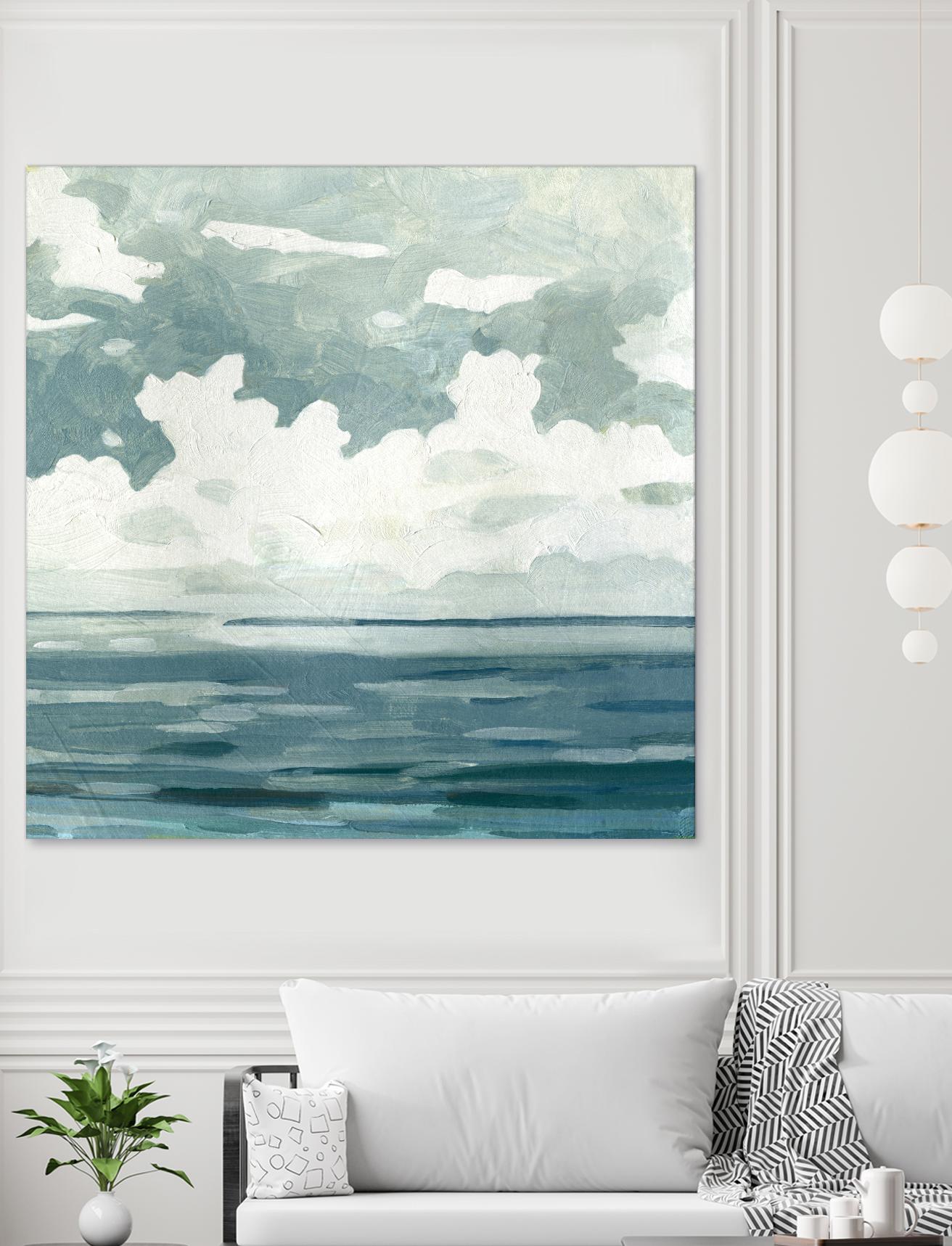 Textured Blue Seascape II by Emma Caroline on GIANT ART - beige landscapes & seascapes abstract