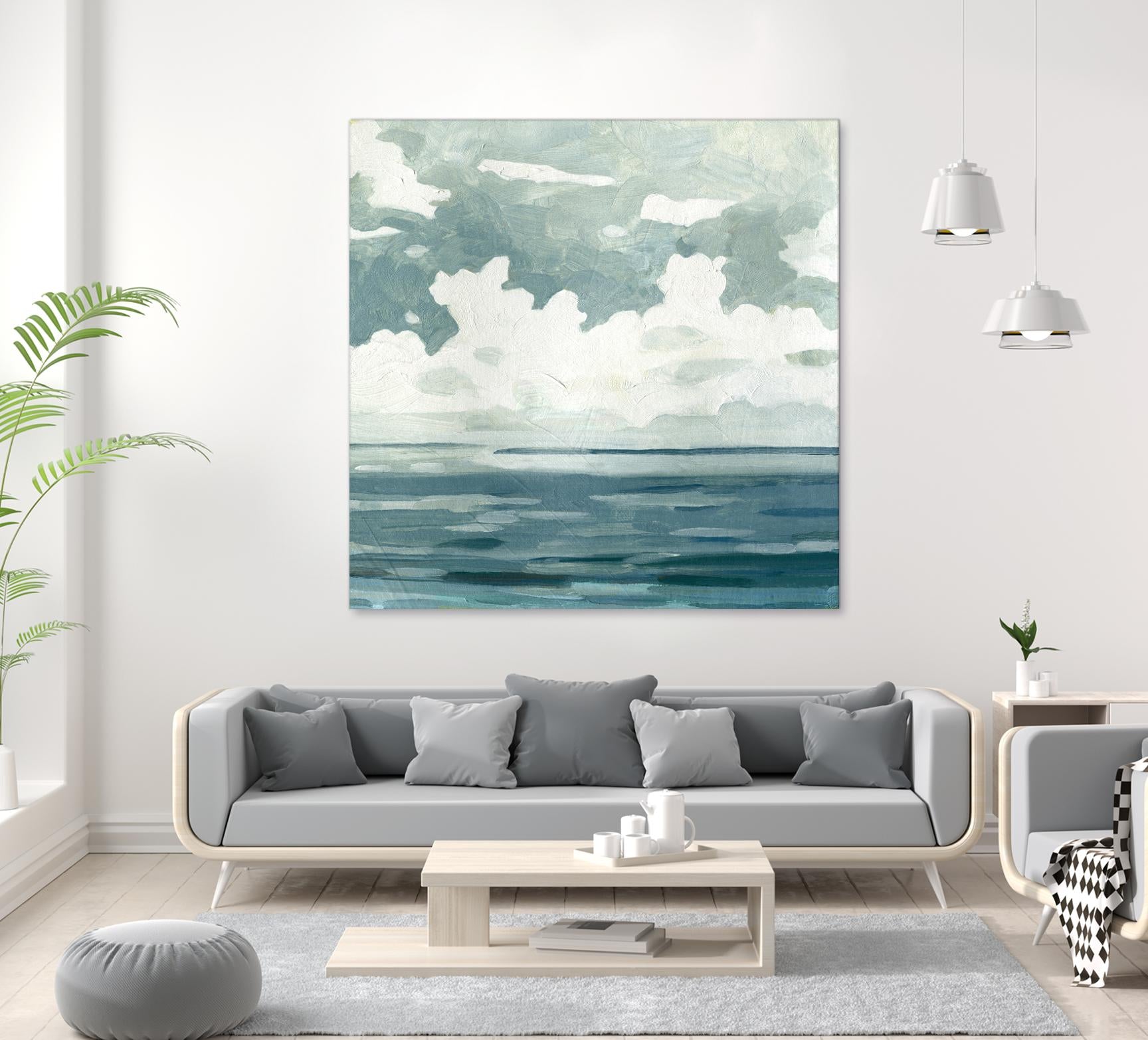 Textured Blue Seascape II by Emma Caroline on GIANT ART - beige landscapes & seascapes abstract