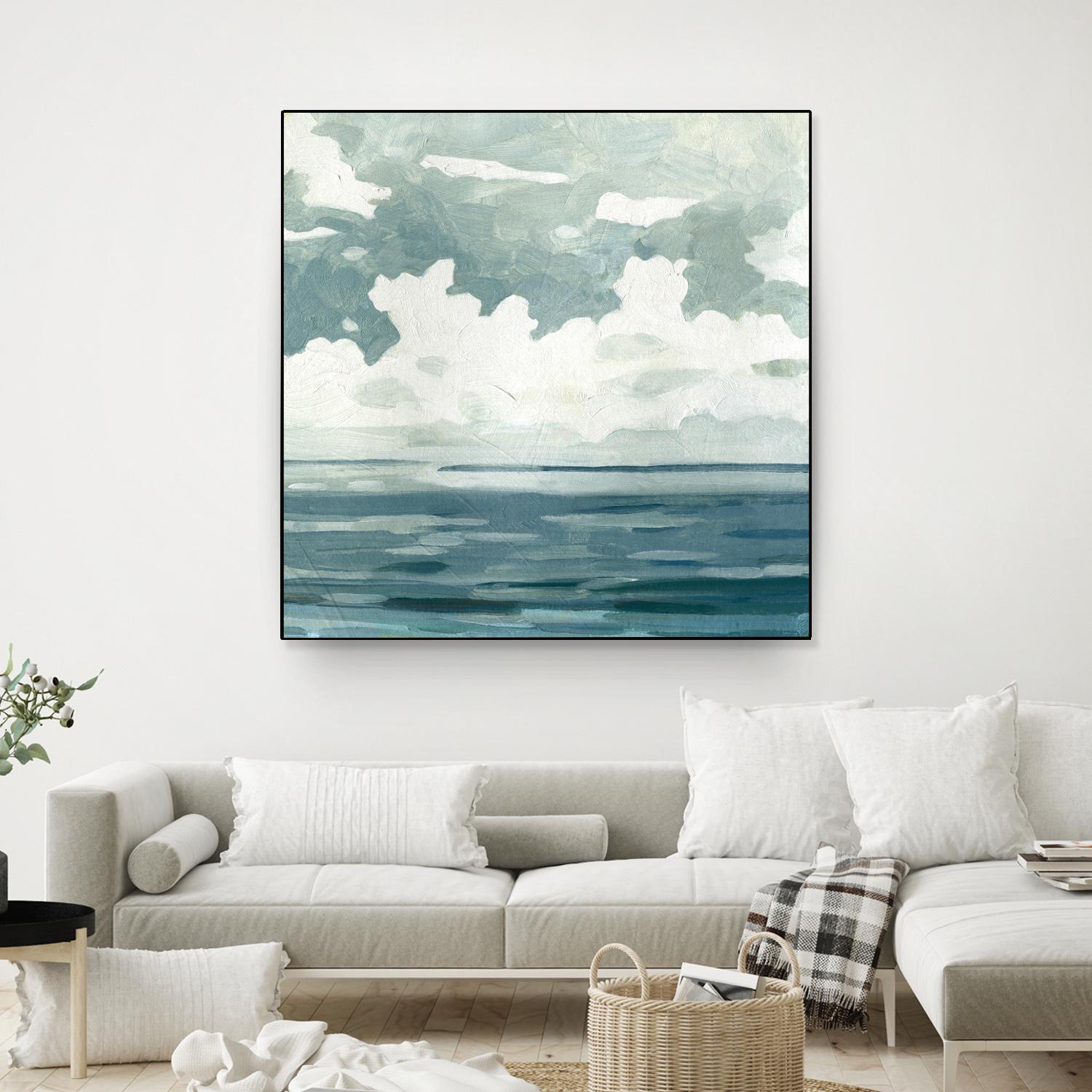Textured Blue Seascape II by Emma Caroline on GIANT ART - beige landscapes & seascapes abstract
