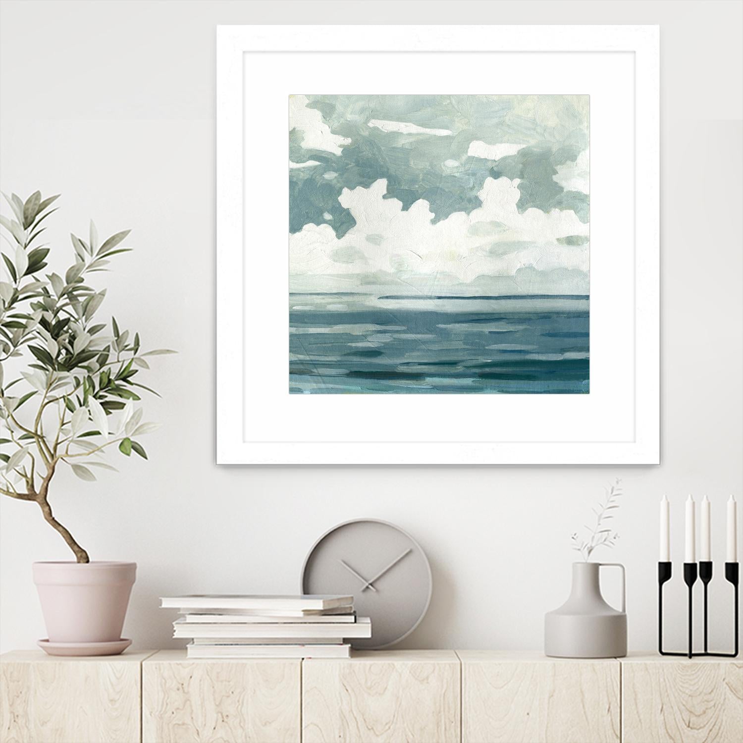 Textured Blue Seascape II by Emma Caroline on GIANT ART - beige landscapes & seascapes abstract