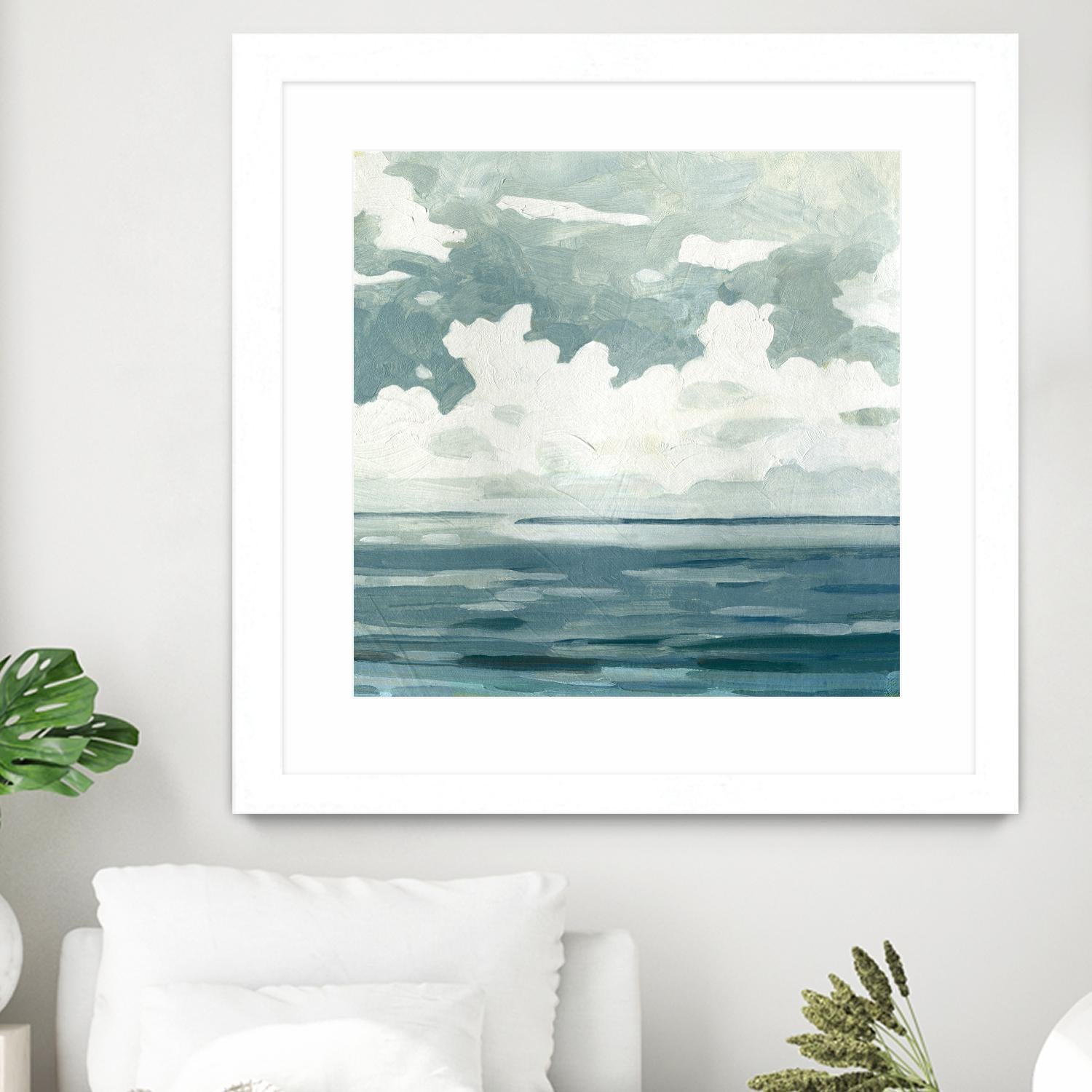 Textured Blue Seascape II by Emma Caroline on GIANT ART - beige landscapes & seascapes abstract