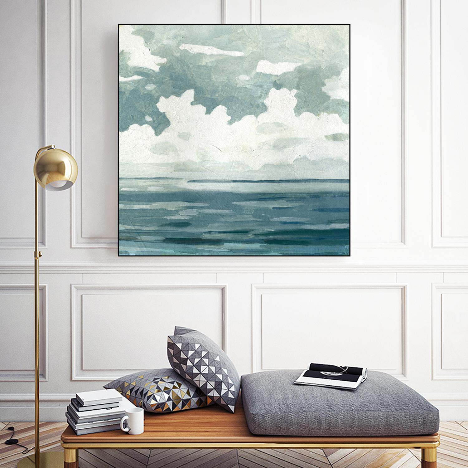 Textured Blue Seascape II by Emma Caroline on GIANT ART - beige landscapes & seascapes abstract