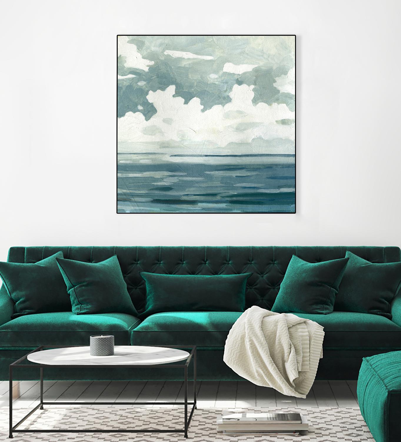 Textured Blue Seascape II by Emma Caroline on GIANT ART - beige landscapes & seascapes abstract