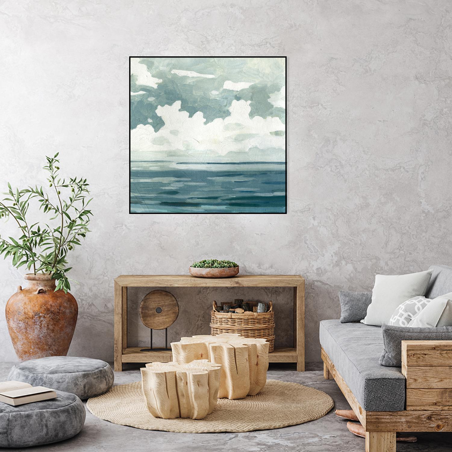 Textured Blue Seascape II by Emma Caroline on GIANT ART - beige landscapes & seascapes abstract