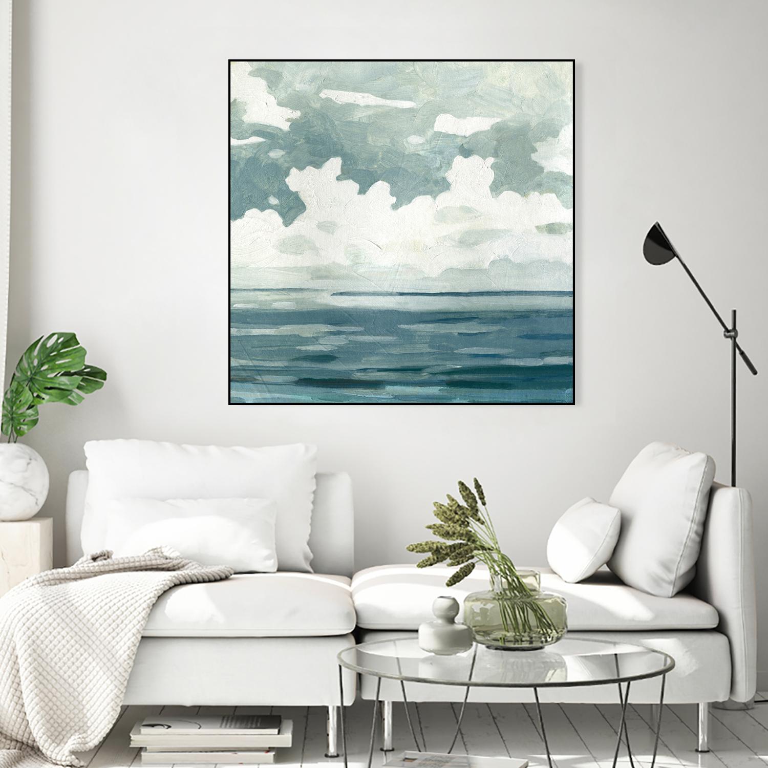 Textured Blue Seascape II by Emma Caroline on GIANT ART - beige landscapes & seascapes abstract