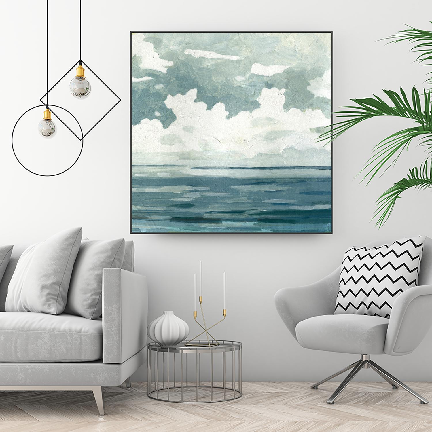 Textured Blue Seascape II by Emma Caroline on GIANT ART - beige landscapes & seascapes abstract