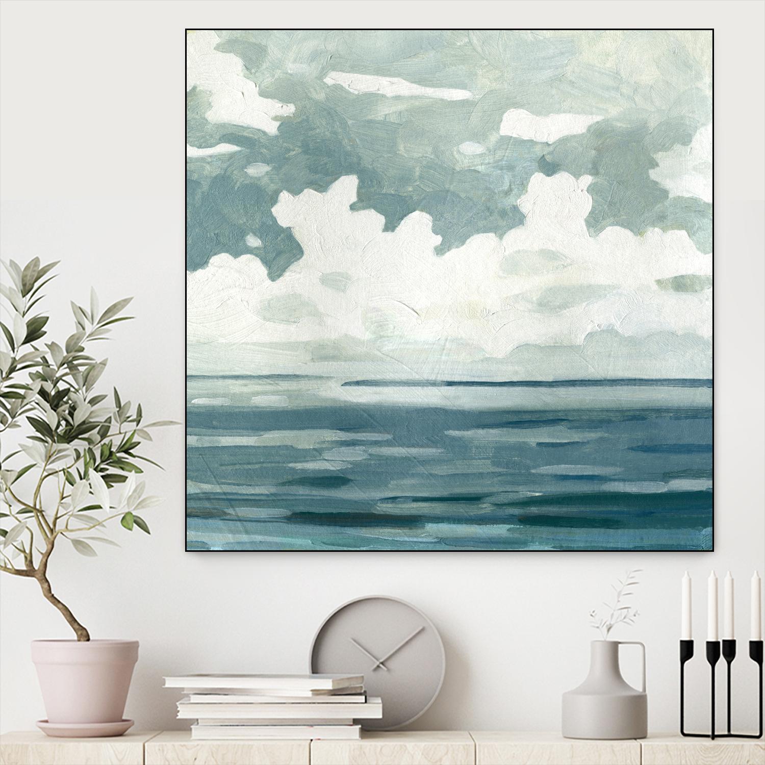 Textured Blue Seascape II by Emma Caroline on GIANT ART - beige landscapes & seascapes abstract