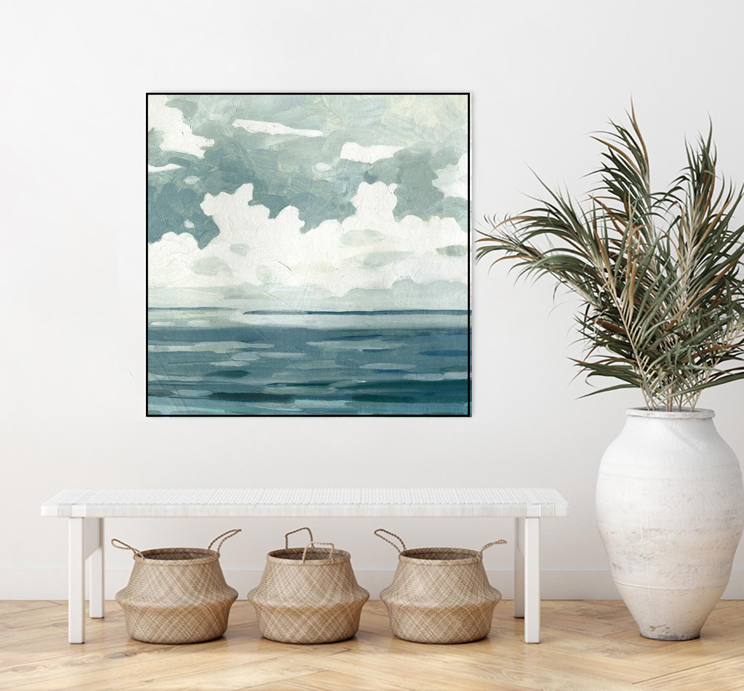 Textured Blue Seascape II by Emma Caroline on GIANT ART - beige landscapes & seascapes abstract
