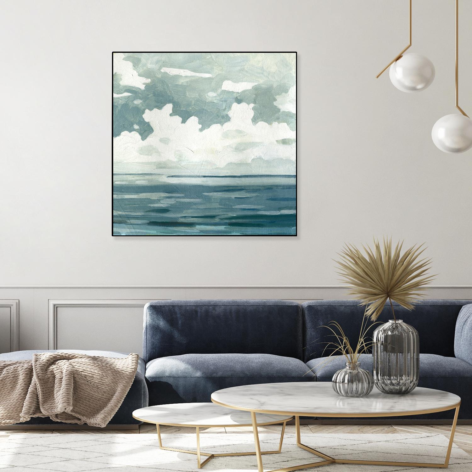 Textured Blue Seascape II by Emma Caroline on GIANT ART - beige landscapes & seascapes abstract